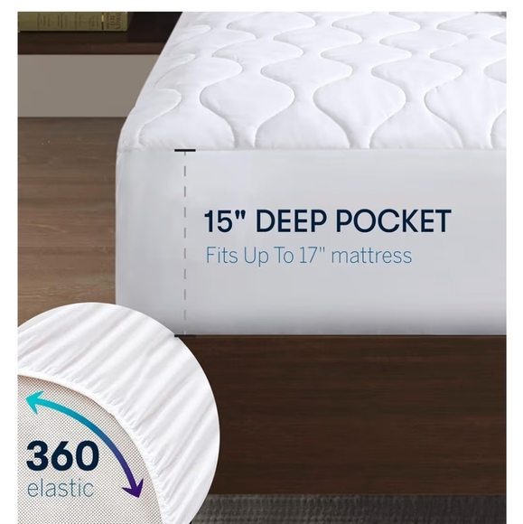 Heated White Quilted Mattress Pad with Controller New - Picture 2 of 15